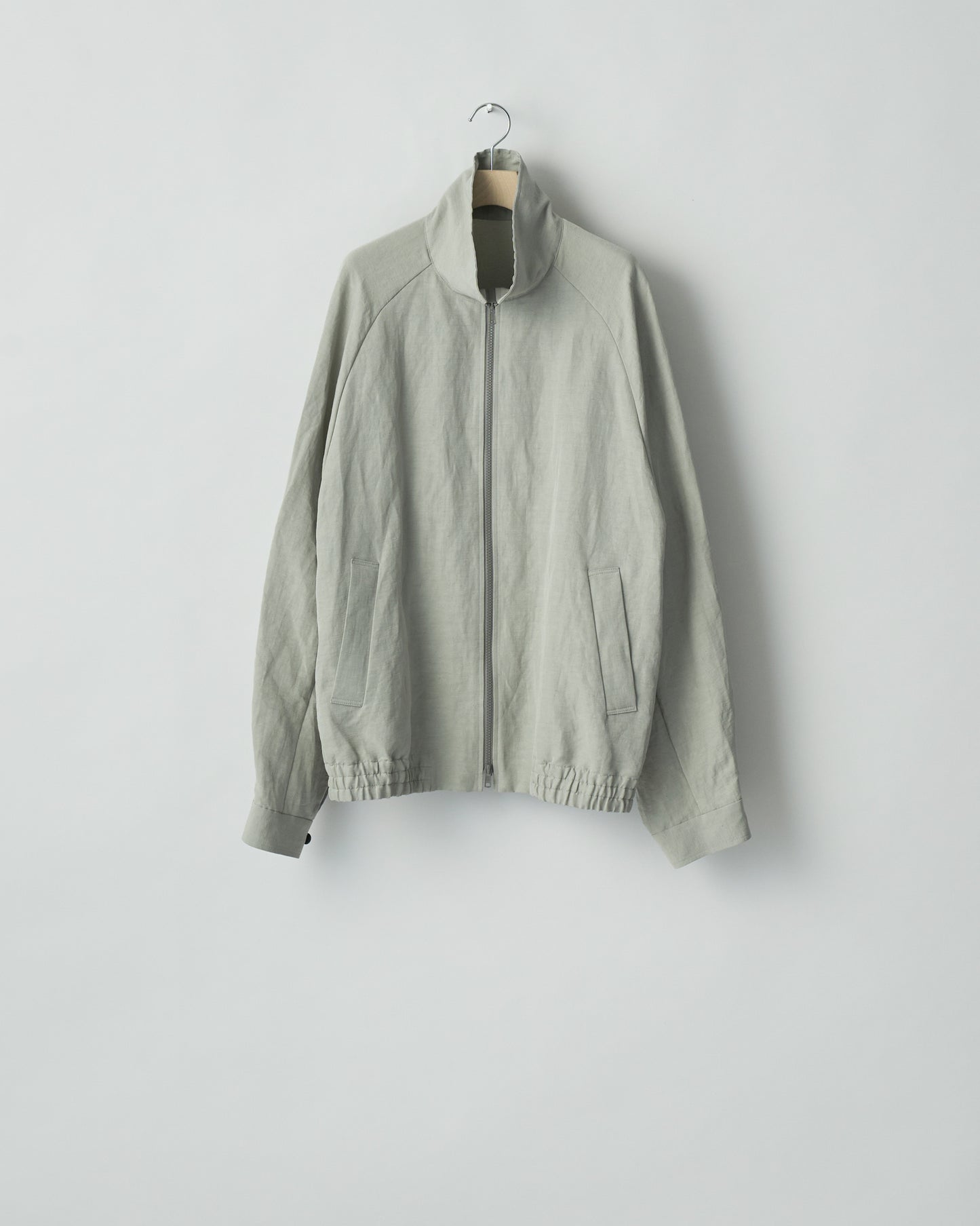 SSSTEIN BEIGE GREY POPLIN ZIP UP JACKET