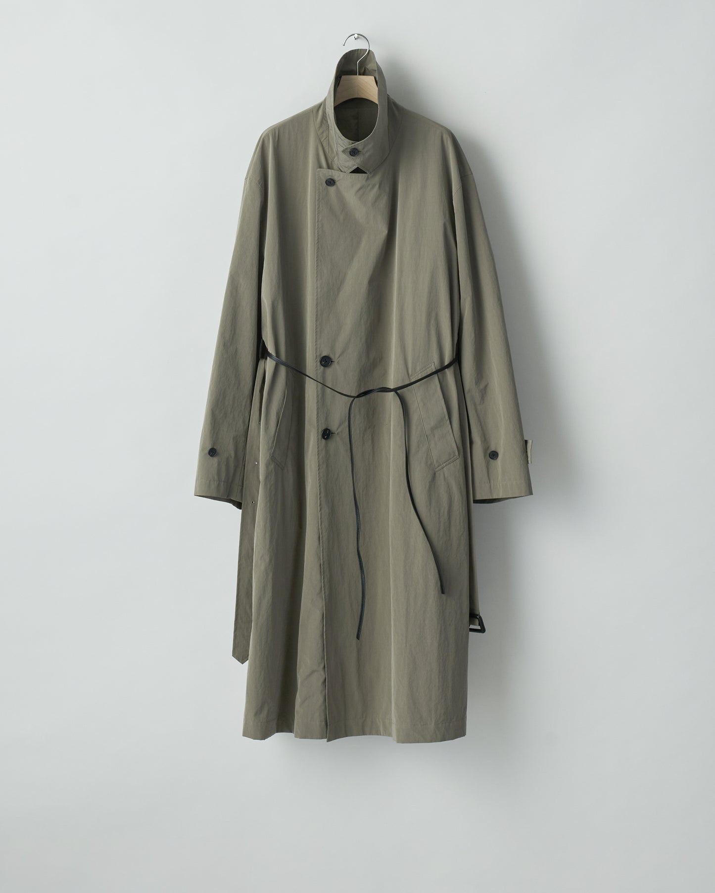 SSSTEIN TAUPE WINDPROOF NYLON DOUBLEBREASTED COAT