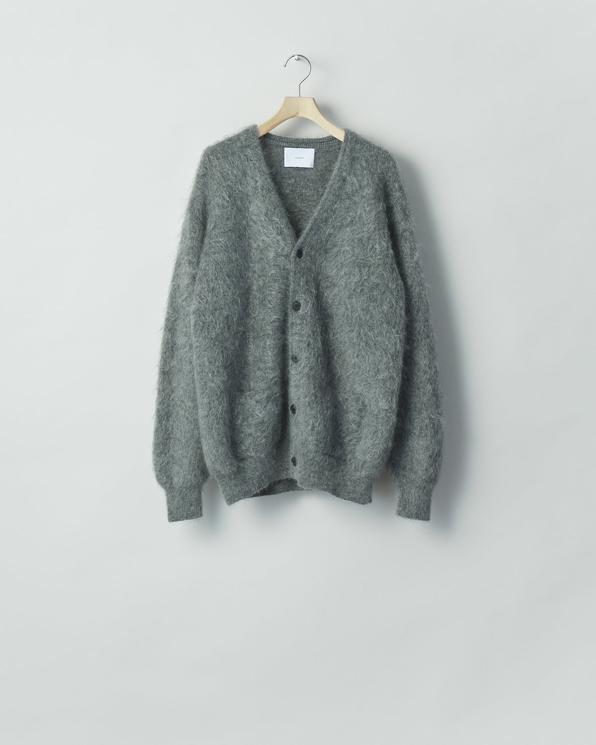 ssstein GREY KID MOHAIR KNIT V NECK CARDIGAN