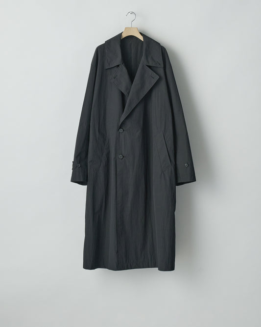 SSSTEIN BLACK WINDPROOF NYLON DOUBLEBREASTED COAT