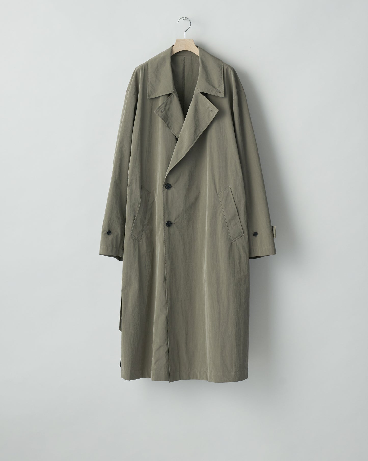 SSSTEIN TAUPE WINDPROOF NYLON DOUBLEBREASTED COAT