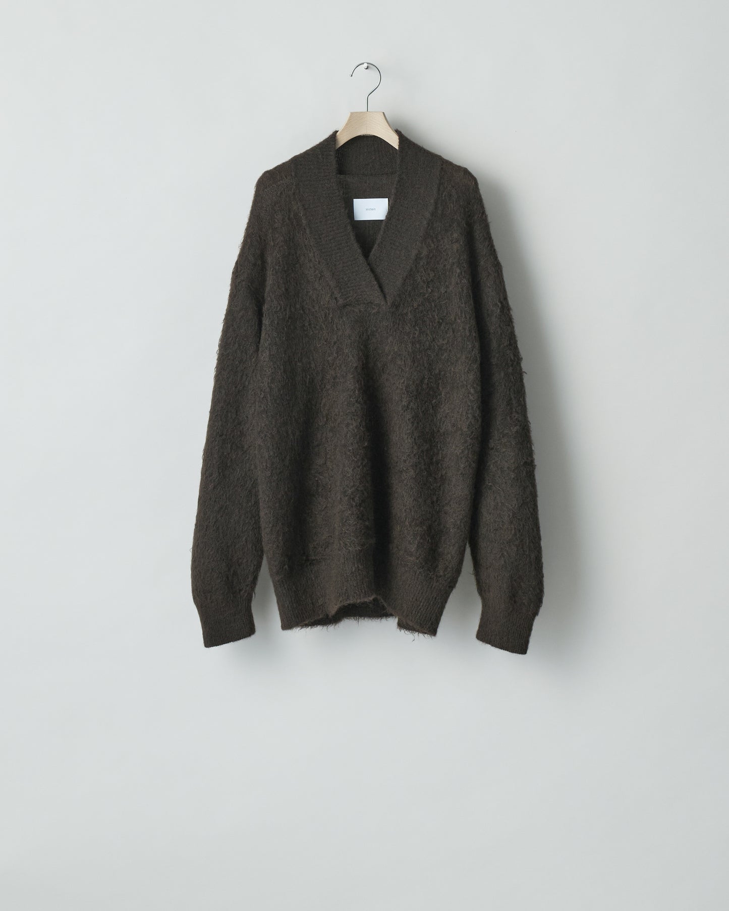 SSSTEIN BROWN SUPER KID MOHAIR LOOSE V NECK