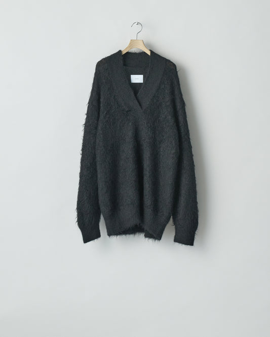 SSSTEIN BLACK SUPER KID MOHAIR LOOSE V NECK