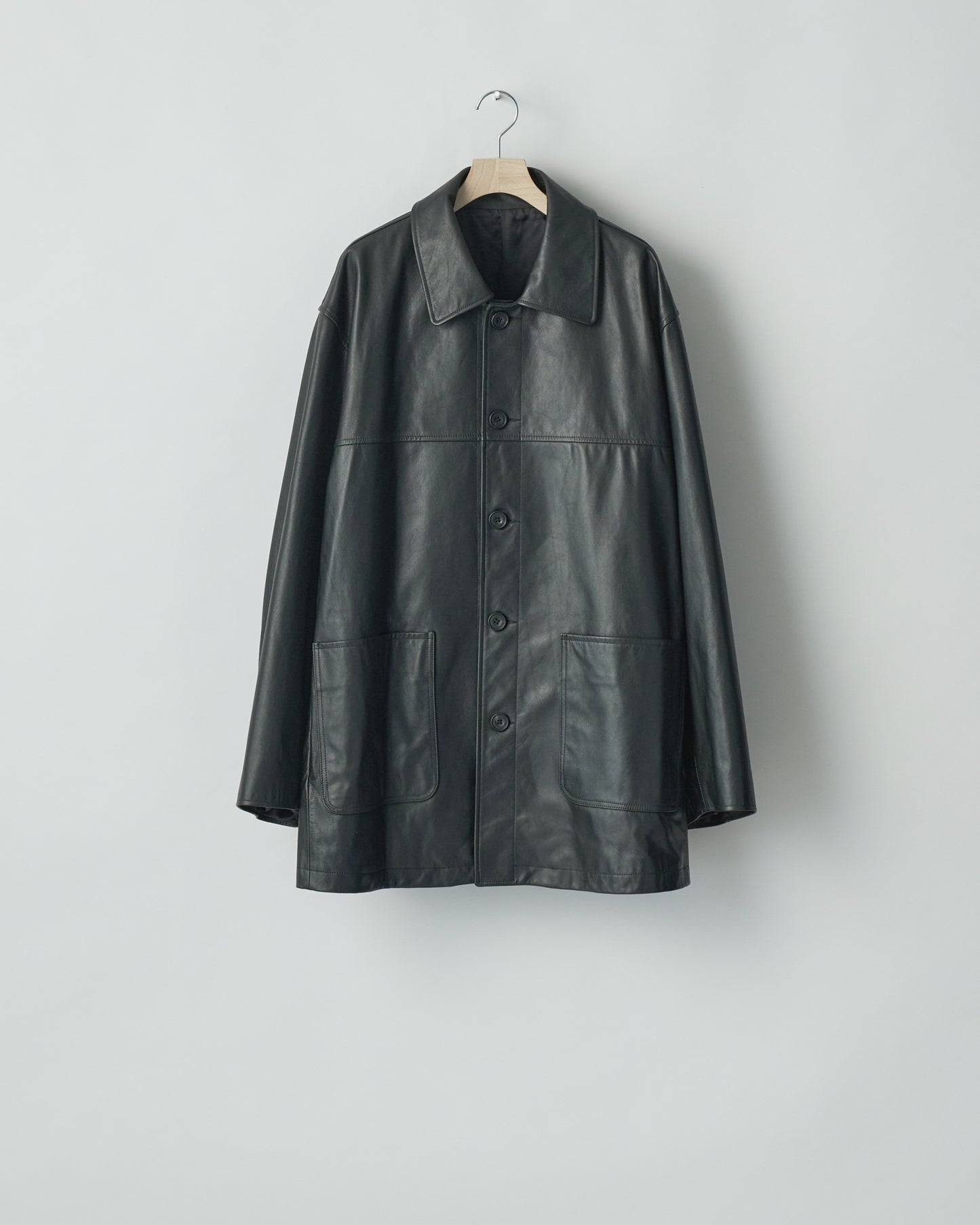 SSSTEIN BLACK LEATHER CAR COAT