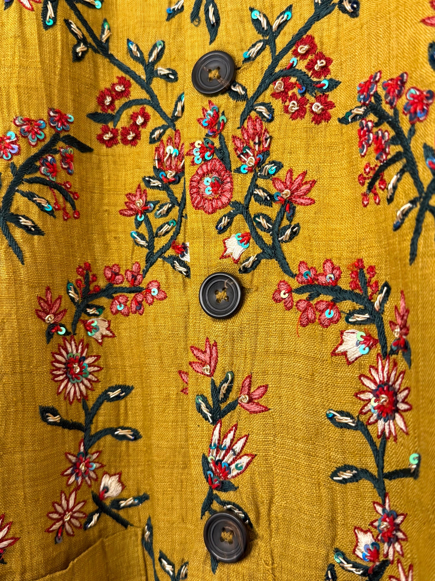 KARTIK RESEARCH CHINTZ EMBROIDERED SILK CHORE JACKET