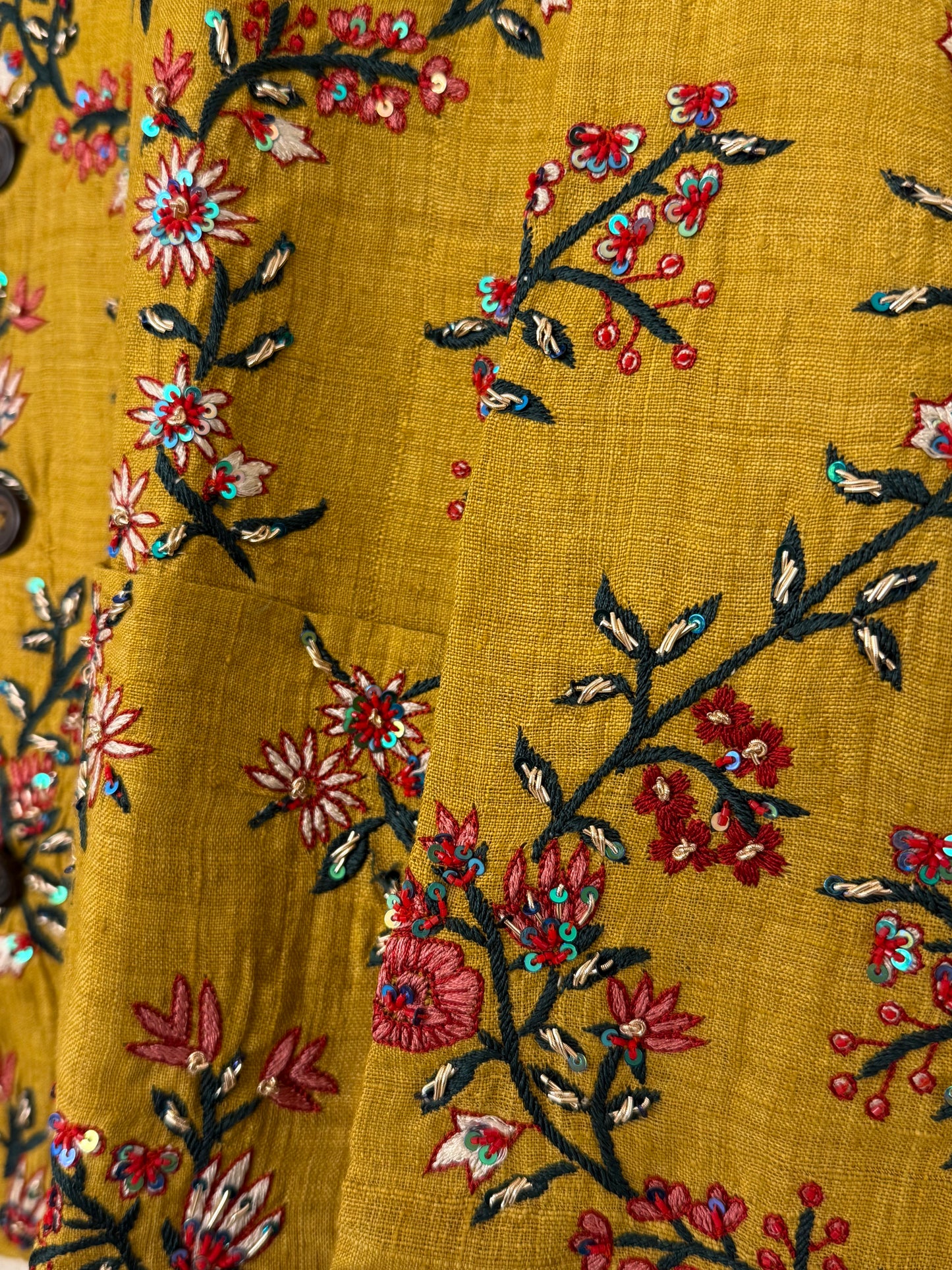 KARTIK RESEARCH CHINTZ EMBROIDERED SILK CHORE JACKET
