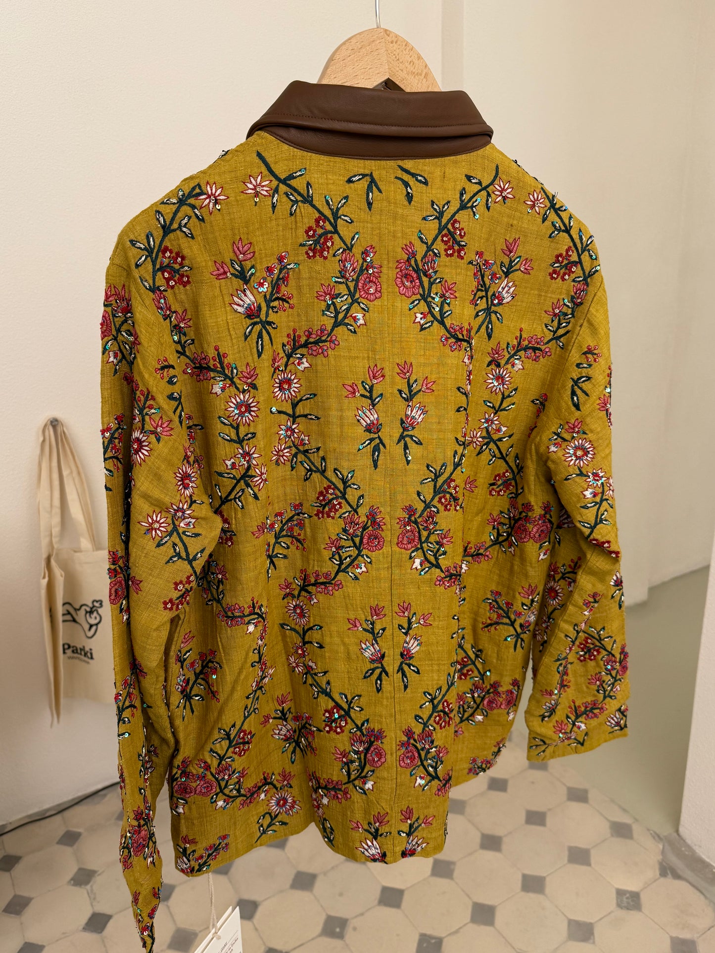 KARTIK RESEARCH CHINTZ EMBROIDERED SILK CHORE JACKET