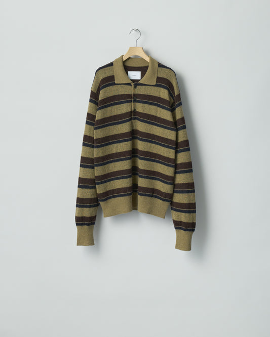 ssstein W/AL/NY KNIT STRIPE POLO LS