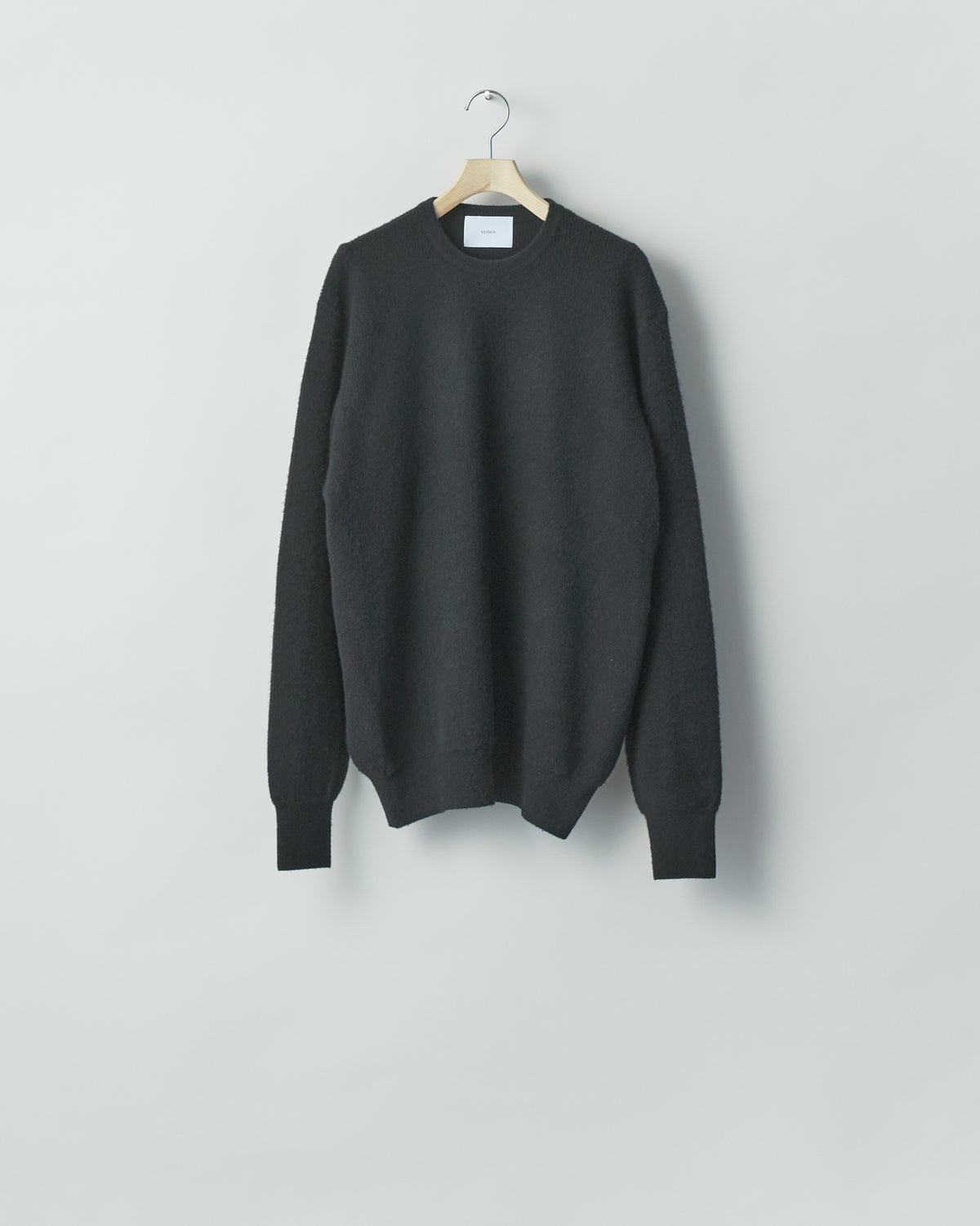ssstein BLACK SUPER FINE WOOL MILLED KNIT CREW NECK LS