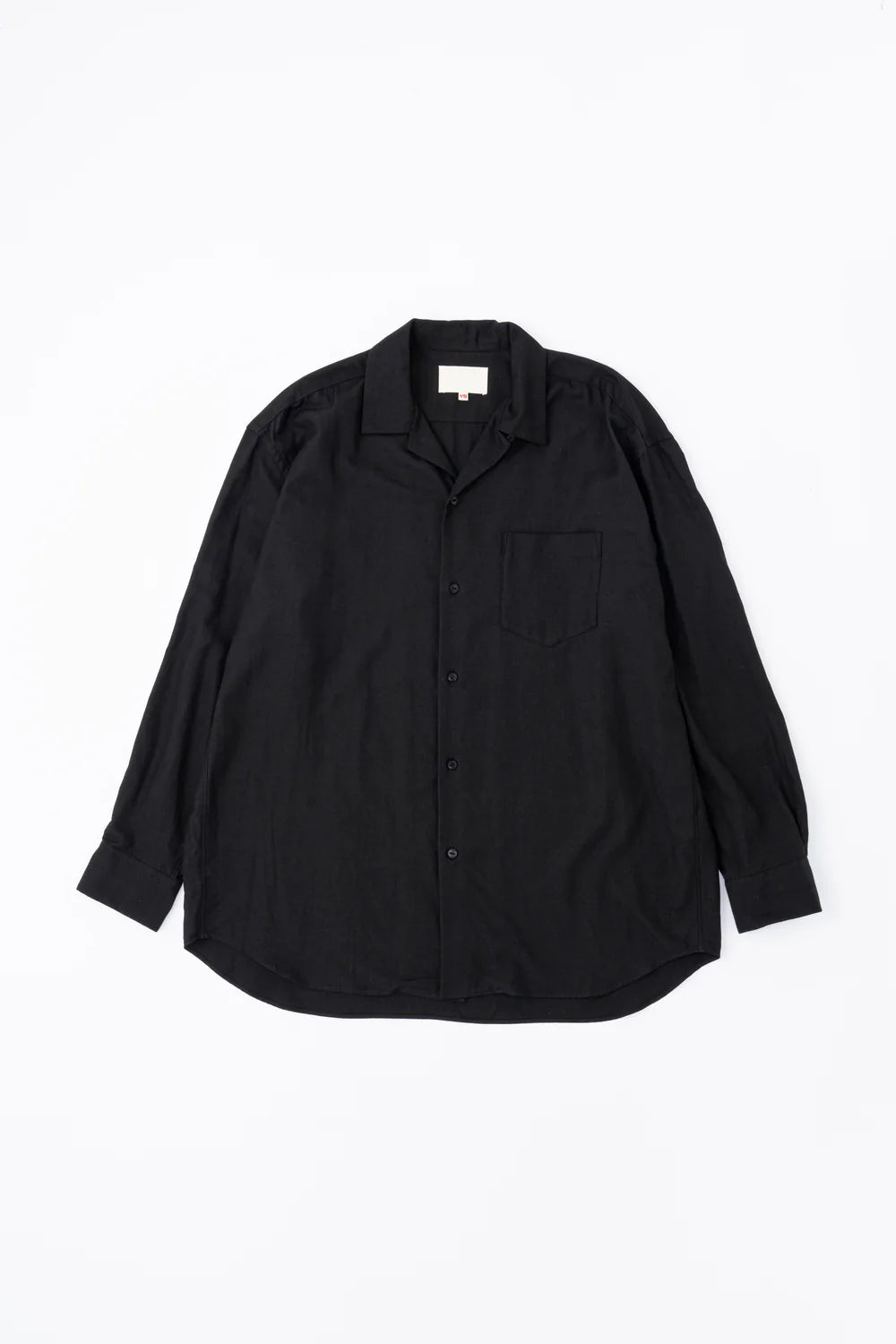 Yoko Sakamoto Open Collar Shirt Black