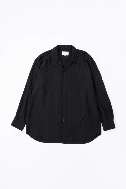 Yoko Sakamoto Open Collar Shirt Black